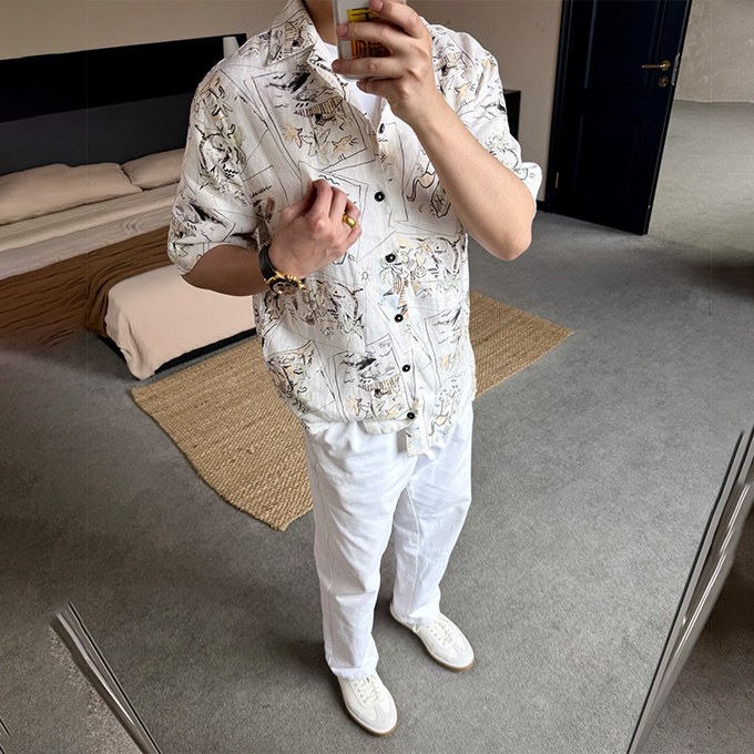 loro piana 26ss vacation collection linen short sleeve camp collar shirt